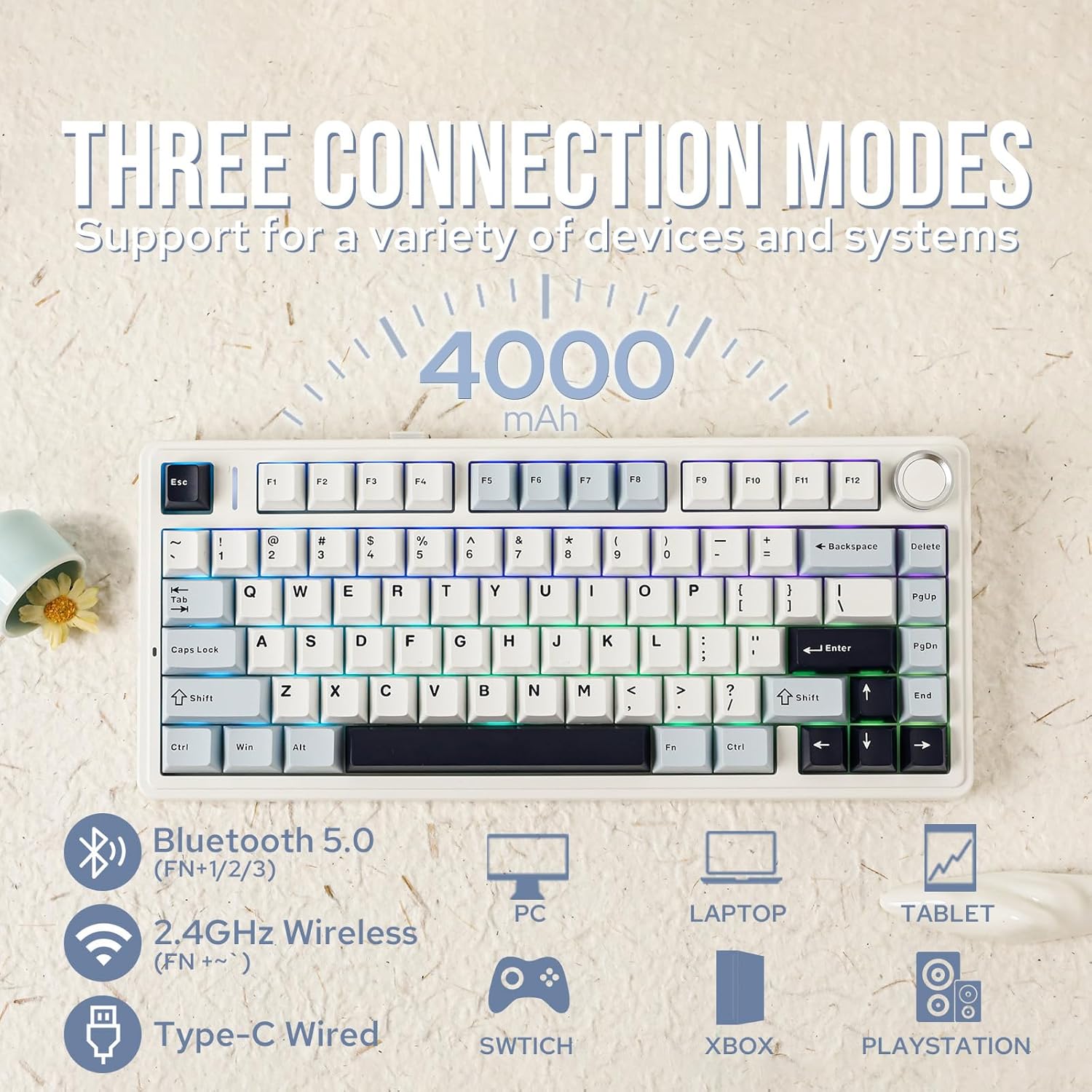 Gaming Keyboard Mini Mechanical - Aula F75 Mechanical Keyboard 75% Wireless