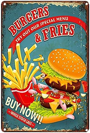 Brass Weight Plate - Metal Sign Hamburger and French Fries