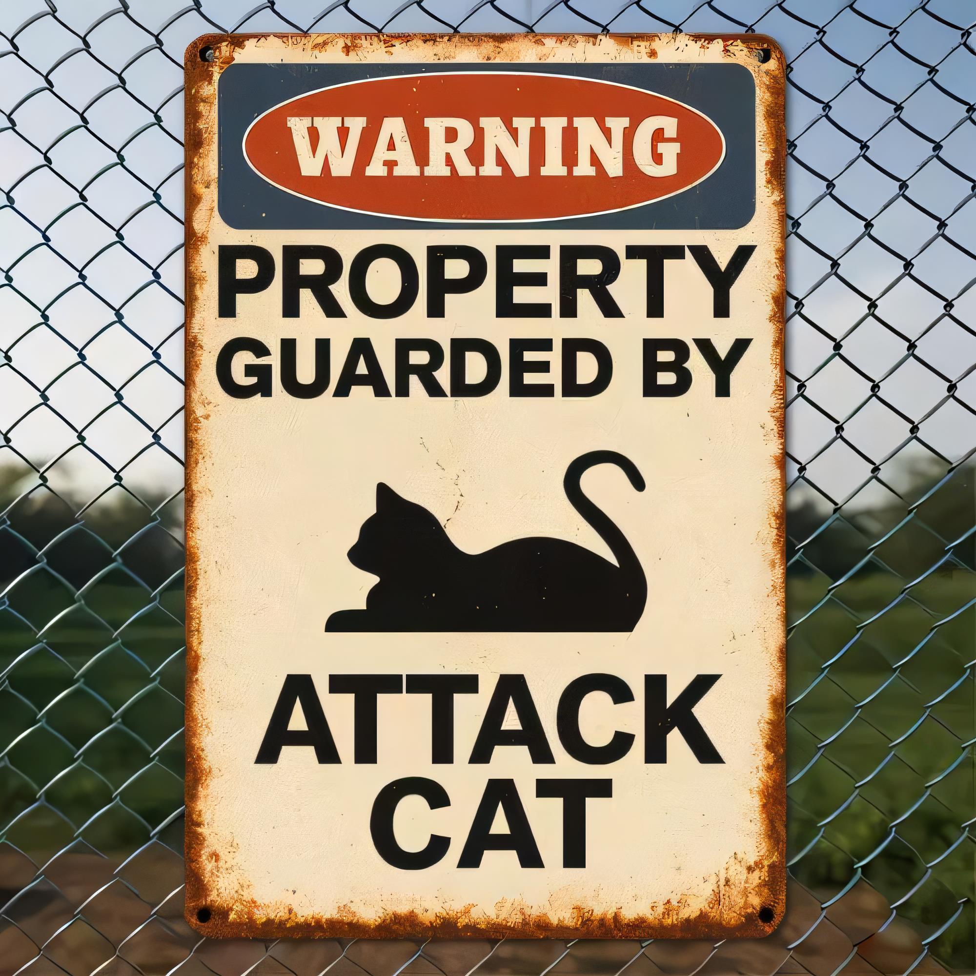 Brass Weight Plate - Tin Sign Warning Property Guarded By