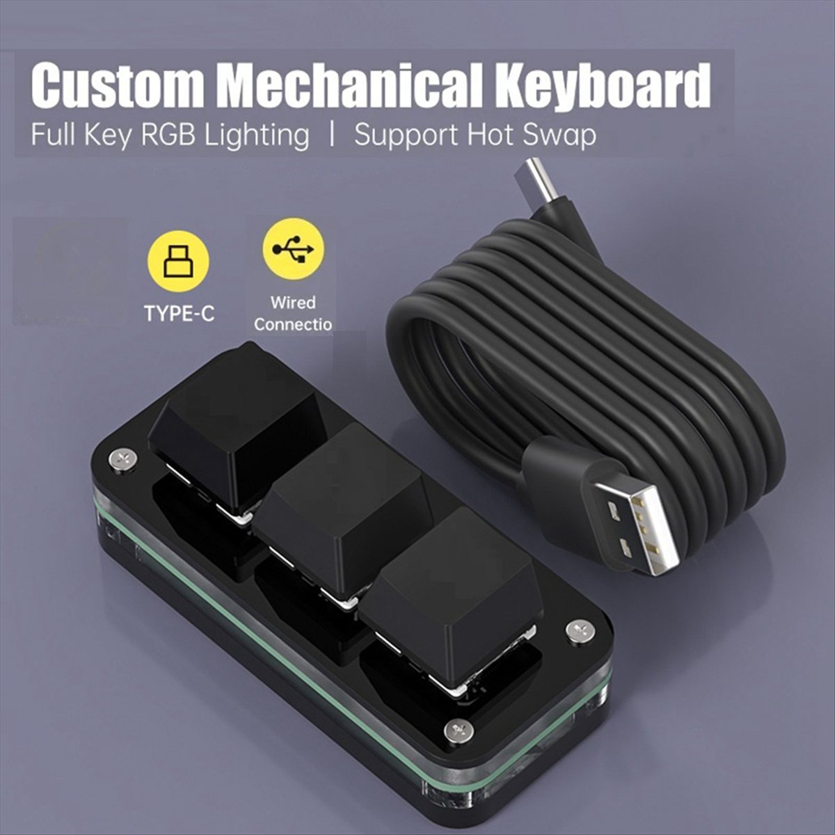 Keyboard Gaming Black - doyou 3 Keys Macro Programming Mini