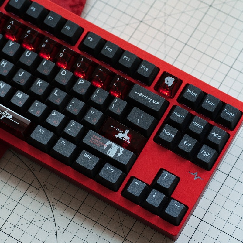 Keyboard Gaming Black - Soviet Black Theme Keycaps Set PBT