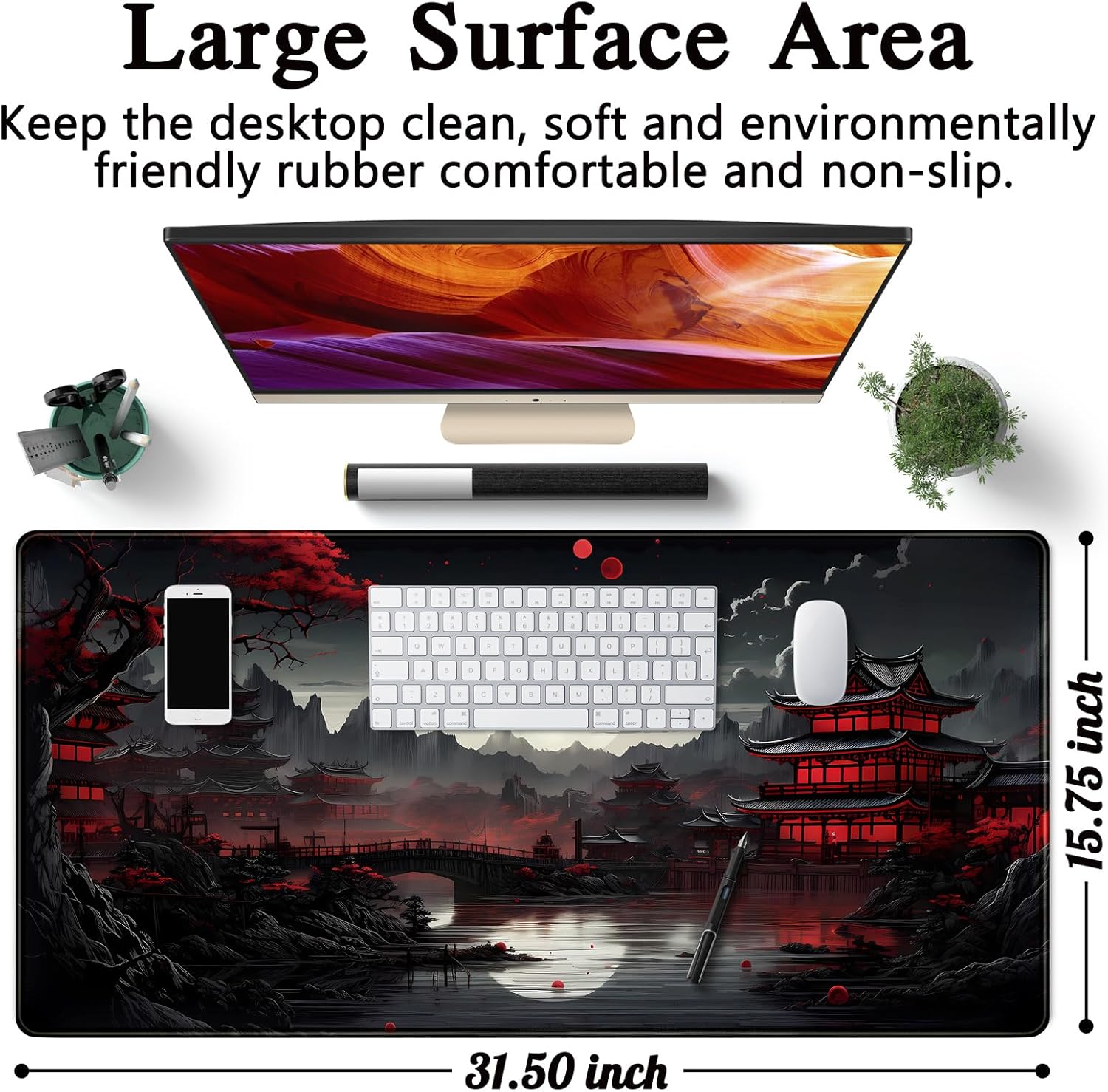Japanese Desk Mat Riverside Fu - Gaming Keyboard And Mouse recension och pris