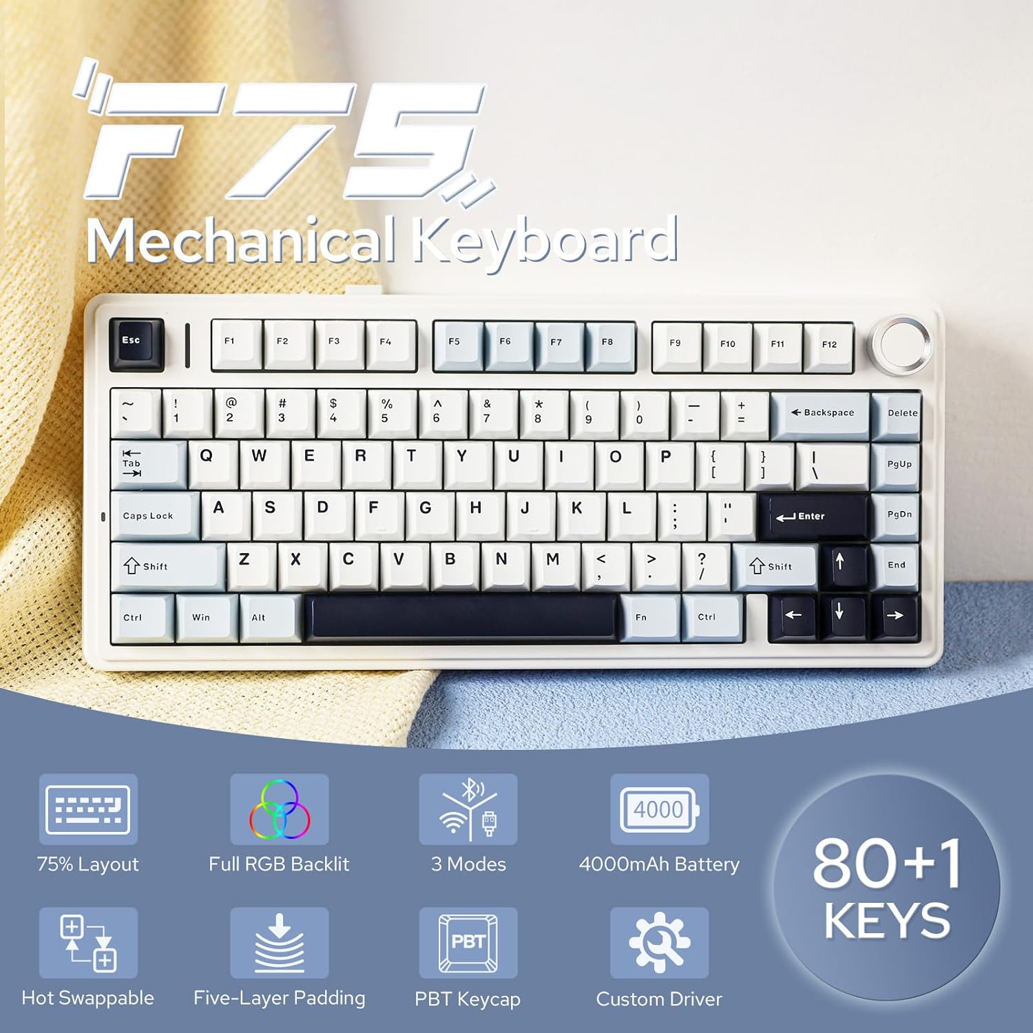 Aula F75 Mechanical Keyboard 7 - Gaming Keyboard Mini Mechanical recension och pris