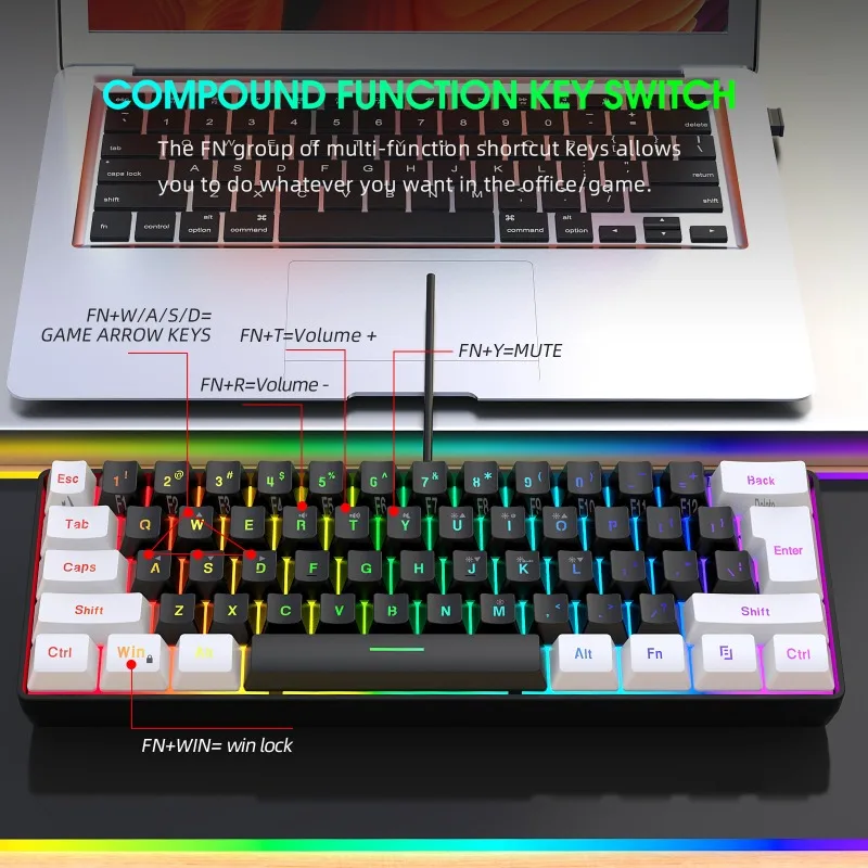 Keyboard and Mouse 60% Compute - Gaming Keyboard Ergonomic recension och pris