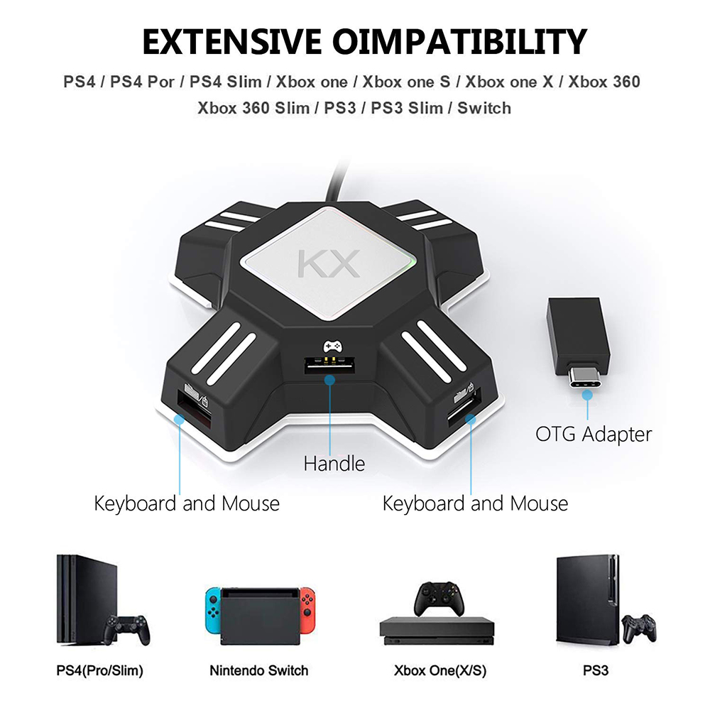 KX Adapter for PS4 Controller  - Gaming Keyboard And Mouse For Xbox recension och pris