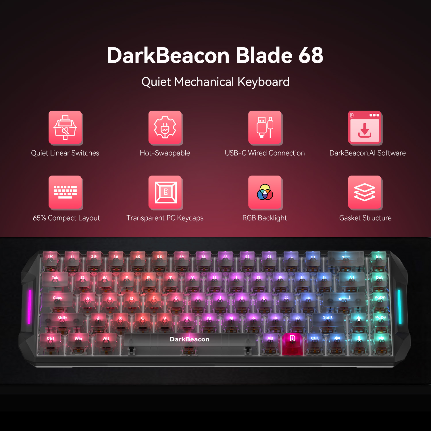 DarkBeacon Blade 68 Wired Sile - Gaming Keyboard That Is Quiet recension och pris