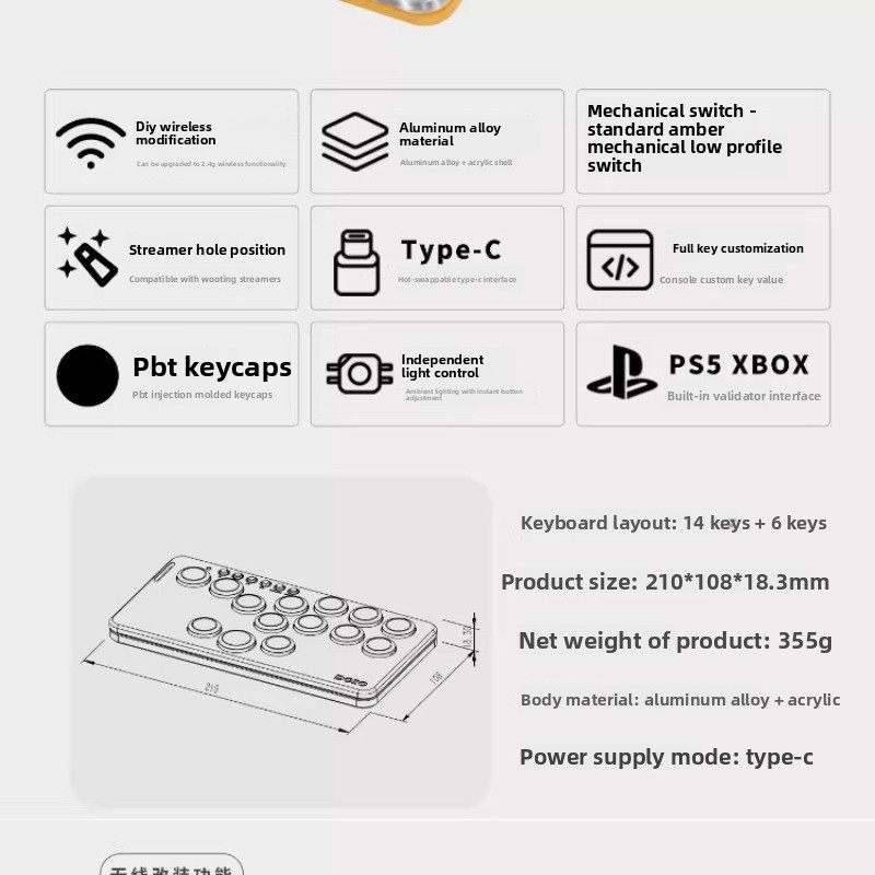 DOIO KBGM-H06M+ Portable Gamin - Gaming Keyboard Mini Mechanical recension och pris