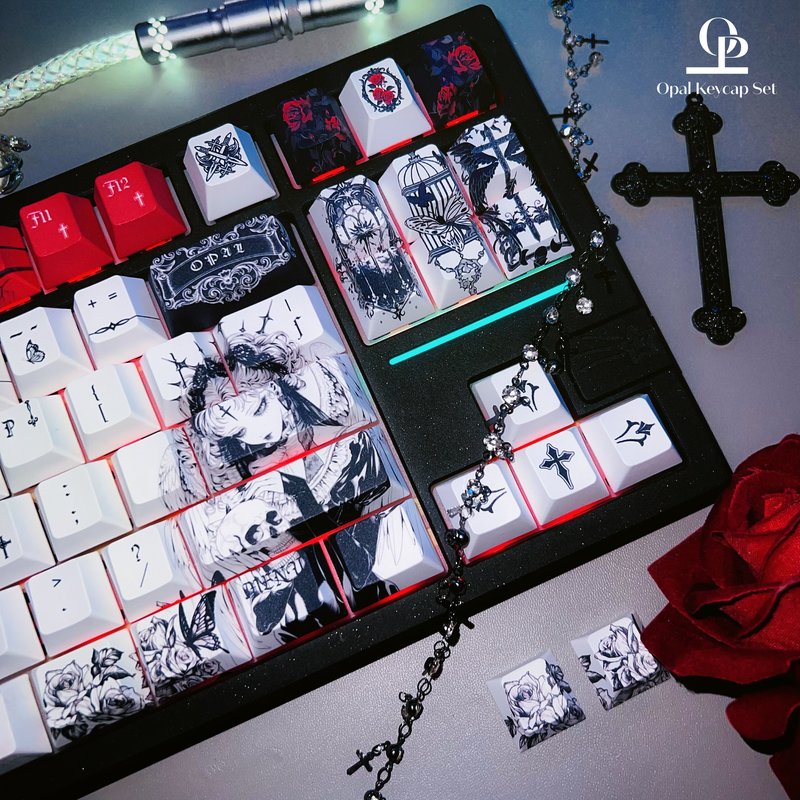 Black White Theme Keycap PBT F - Keyboard Gaming Black recension och pris