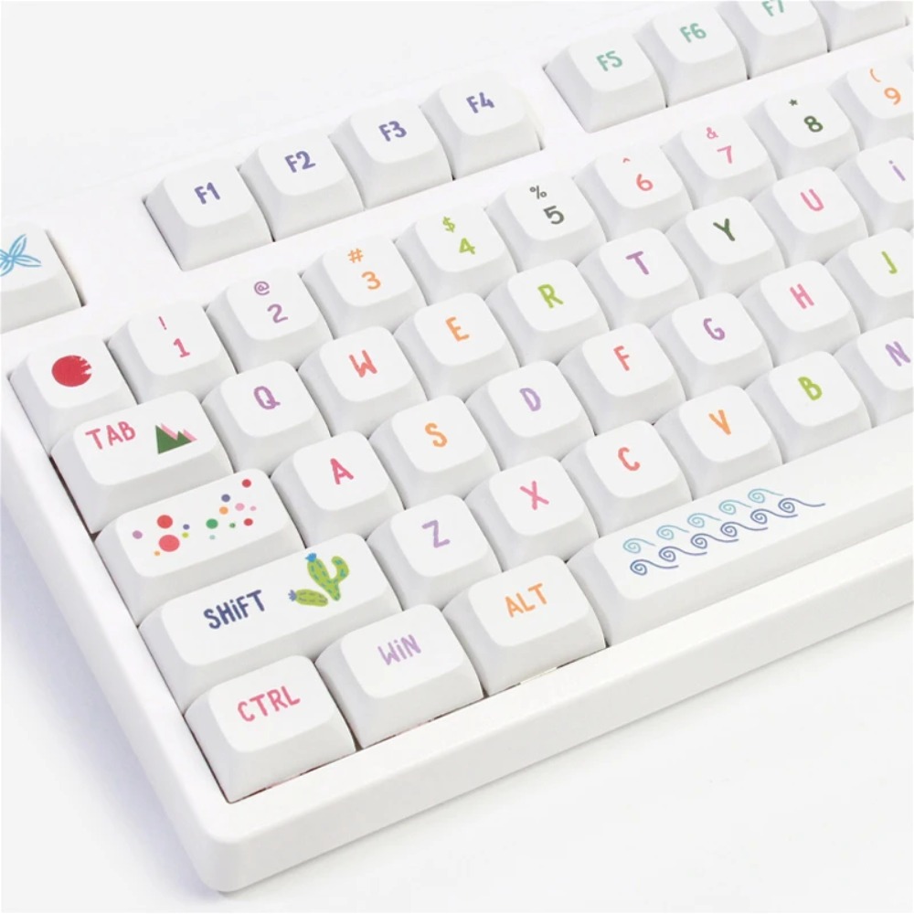 Vibrant Summer Art Keycaps 128 - Gaming Keyboard Tkl recension och pris