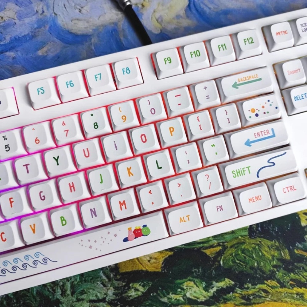Vibrant Summer Art Keycaps 128 - Gaming Keyboard Tkl recension och pris