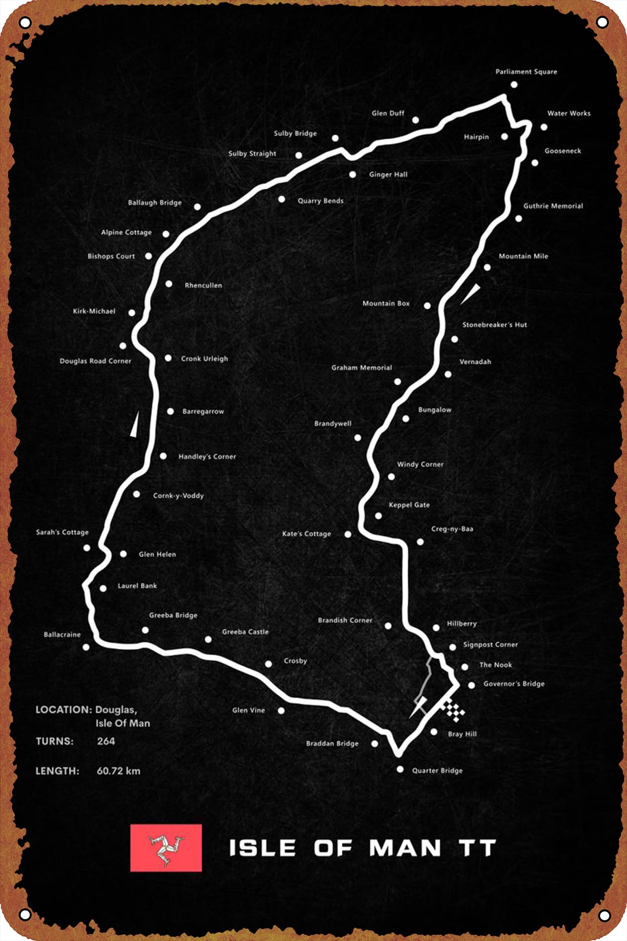 Isle of Man Circuit Poster Met - Brass Weight Plate recension och pris