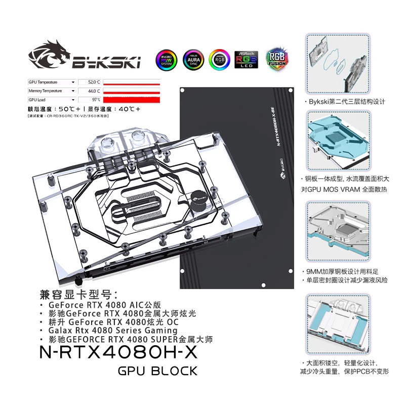 Bykski GPU Water Block for NVI - Nvidia Vga Rtx 4080 recension och pris